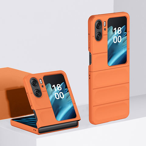 Handyhülle Hülle Hartschalen Kunststoff Schutzhülle Tasche Matt Vorder und Rückseite 360 Grad Ganzkörper BH1 für Oppo Find N2 Flip 5G Orange