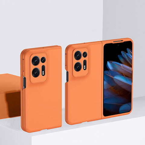 Handyhülle Hülle Hartschalen Kunststoff Schutzhülle Tasche Matt Vorder und Rückseite 360 Grad Ganzkörper BH2 für Oppo Find N2 5G Orange