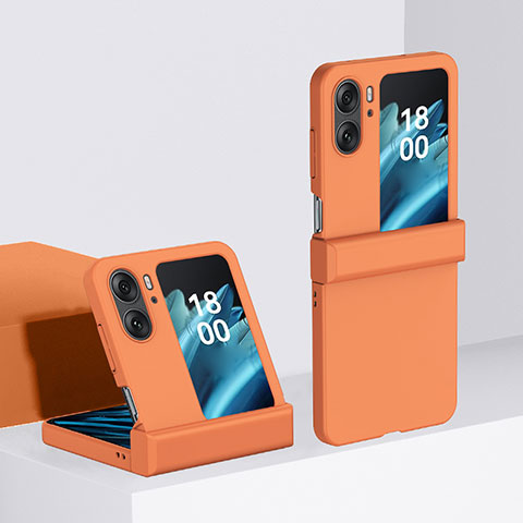 Handyhülle Hülle Hartschalen Kunststoff Schutzhülle Tasche Matt Vorder und Rückseite 360 Grad Ganzkörper BH3 für Oppo Find N2 Flip 5G Orange