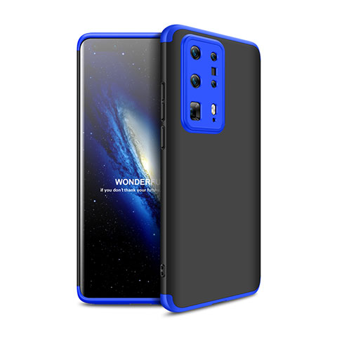 Handyhülle Hülle Hartschalen Kunststoff Schutzhülle Tasche Matt Vorder und Rückseite 360 Grad Ganzkörper für Huawei P40 Pro+ Plus Blau und Schwarz