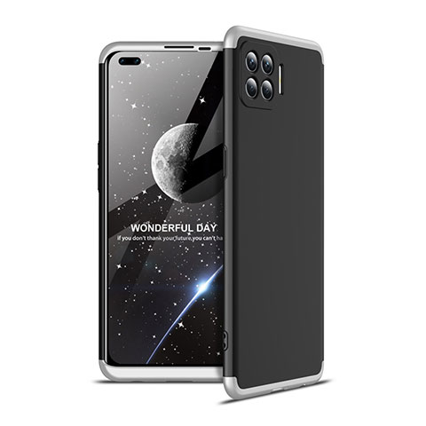 Handyhülle Hülle Hartschalen Kunststoff Schutzhülle Tasche Matt Vorder und Rückseite 360 Grad Ganzkörper für Oppo A93 Silber und Schwarz