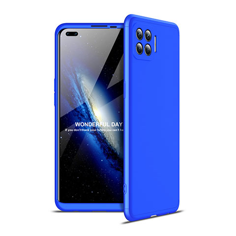 Handyhülle Hülle Hartschalen Kunststoff Schutzhülle Tasche Matt Vorder und Rückseite 360 Grad Ganzkörper für Oppo F17 Pro Blau