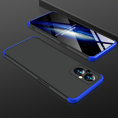 Handyhülle Hülle Hartschalen Kunststoff Schutzhülle Tasche Matt Vorder und Rückseite 360 Grad Ganzkörper für Oppo F21 Pro 5G Blau und Schwarz