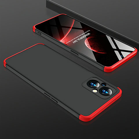 Handyhülle Hülle Hartschalen Kunststoff Schutzhülle Tasche Matt Vorder und Rückseite 360 Grad Ganzkörper für Oppo F21 Pro 5G Rot und Schwarz