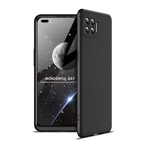 Handyhülle Hülle Hartschalen Kunststoff Schutzhülle Tasche Matt Vorder und Rückseite 360 Grad Ganzkörper für Oppo Reno4 Lite Schwarz