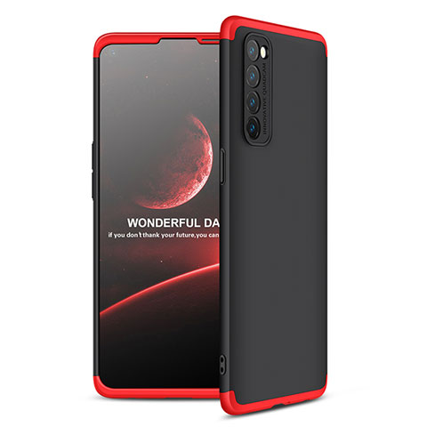 Handyhülle Hülle Hartschalen Kunststoff Schutzhülle Tasche Matt Vorder und Rückseite 360 Grad Ganzkörper für Oppo Reno4 Pro 4G Rot und Schwarz