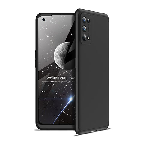 Handyhülle Hülle Hartschalen Kunststoff Schutzhülle Tasche Matt Vorder und Rückseite 360 Grad Ganzkörper für Realme 7 Pro Schwarz