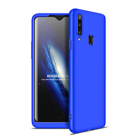 Handyhülle Hülle Hartschalen Kunststoff Schutzhülle Tasche Matt Vorder und Rückseite 360 Grad Ganzkörper für Samsung Galaxy A20s Blau