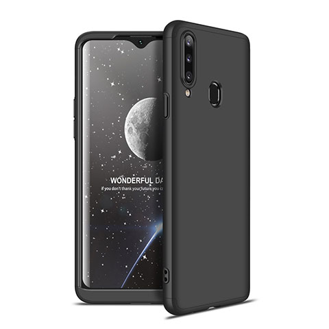 Handyhülle Hülle Hartschalen Kunststoff Schutzhülle Tasche Matt Vorder und Rückseite 360 Grad Ganzkörper für Samsung Galaxy A20s Schwarz