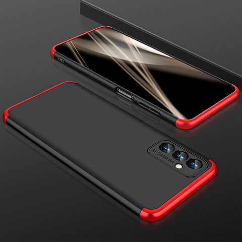 Handyhülle Hülle Hartschalen Kunststoff Schutzhülle Tasche Matt Vorder und Rückseite 360 Grad Ganzkörper für Samsung Galaxy A24 4G Rot und Schwarz