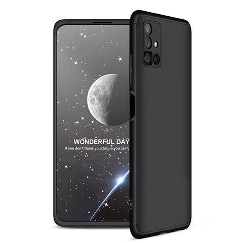 Handyhülle Hülle Hartschalen Kunststoff Schutzhülle Tasche Matt Vorder und Rückseite 360 Grad Ganzkörper für Samsung Galaxy M51 Schwarz