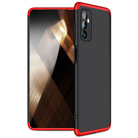 Handyhülle Hülle Hartschalen Kunststoff Schutzhülle Tasche Matt Vorder und Rückseite 360 Grad Ganzkörper für Samsung Galaxy M52 5G Rot und Schwarz