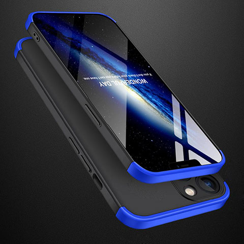 Handyhülle Hülle Hartschalen Kunststoff Schutzhülle Tasche Matt Vorder und Rückseite 360 Grad Ganzkörper M01 für Apple iPhone 13 Pro Blau und Schwarz