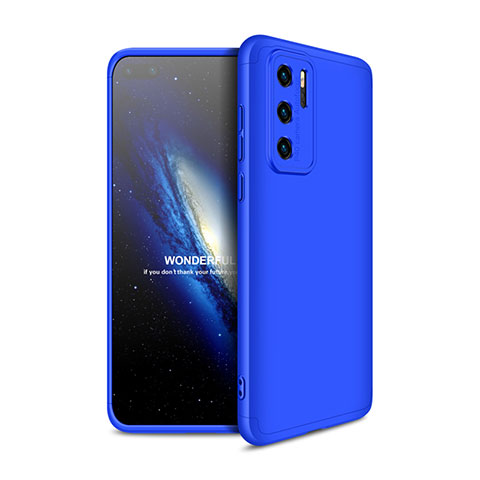 Handyhülle Hülle Hartschalen Kunststoff Schutzhülle Tasche Matt Vorder und Rückseite 360 Grad Ganzkörper M01 für Huawei P40 Blau