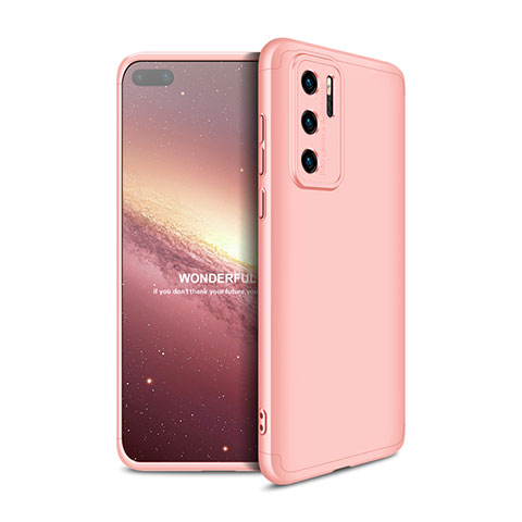 Handyhülle Hülle Hartschalen Kunststoff Schutzhülle Tasche Matt Vorder und Rückseite 360 Grad Ganzkörper M01 für Huawei P40 Rosegold