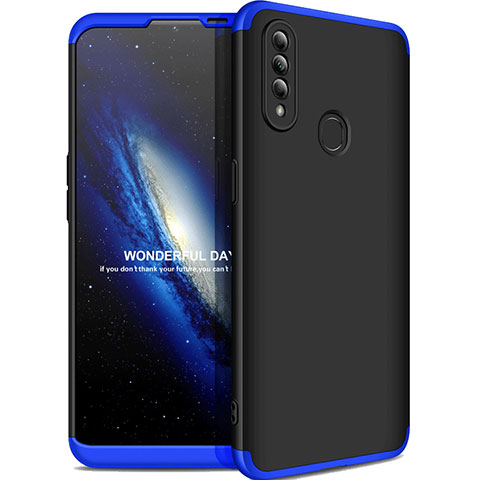 Handyhülle Hülle Hartschalen Kunststoff Schutzhülle Tasche Matt Vorder und Rückseite 360 Grad Ganzkörper M01 für Oppo A31 Blau und Schwarz