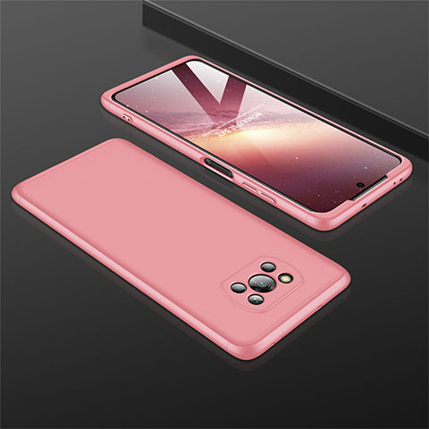 Handyhülle Hülle Hartschalen Kunststoff Schutzhülle Tasche Matt Vorder und Rückseite 360 Grad Ganzkörper M01 für Xiaomi Poco X3 Pro Rosegold