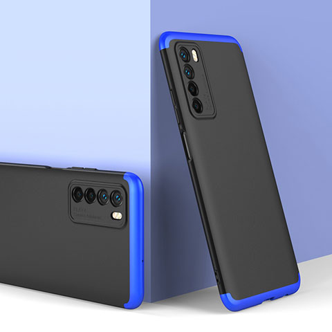 Handyhülle Hülle Hartschalen Kunststoff Schutzhülle Tasche Matt Vorder und Rückseite 360 Grad Ganzkörper P01 für Huawei Honor Play4 5G Blau und Schwarz