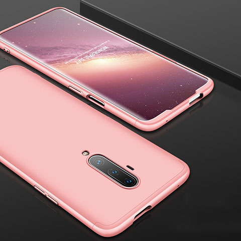 Handyhülle Hülle Hartschalen Kunststoff Schutzhülle Tasche Matt Vorder und Rückseite 360 Grad Ganzkörper P01 für OnePlus 7T Pro Rosegold