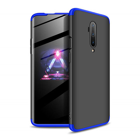 Handyhülle Hülle Hartschalen Kunststoff Schutzhülle Tasche Matt Vorder und Rückseite 360 Grad Ganzkörper P02 für OnePlus 7T Pro Blau und Schwarz