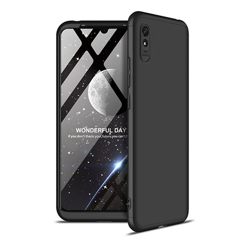 Handyhülle Hülle Hartschalen Kunststoff Schutzhülle Tasche Matt Vorder und Rückseite 360 Grad Ganzkörper P02 für Xiaomi Redmi 9i Schwarz