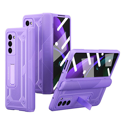 Handyhülle Hülle Hartschalen Kunststoff Schutzhülle Tasche Matt Vorder und Rückseite 360 Grad Ganzkörper P06 für Samsung Galaxy Z Fold2 5G Violett