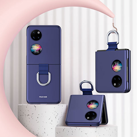 Handyhülle Hülle Hartschalen Kunststoff Schutzhülle Tasche Matt Vorder und Rückseite 360 Grad Ganzkörper QH2 für Huawei Pocket S Blau