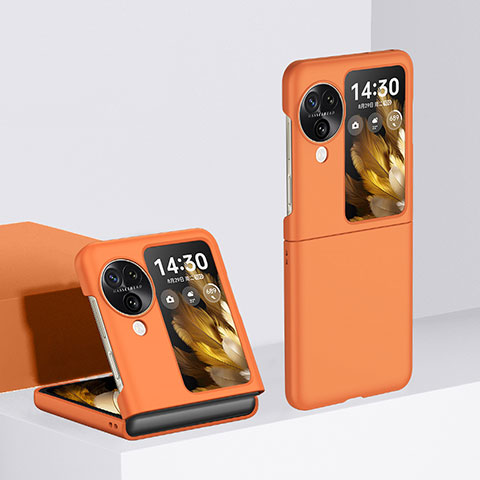 Handyhülle Hülle Hartschalen Kunststoff Schutzhülle Tasche Matt Vorder und Rückseite 360 Grad Ganzkörper QH3 für Oppo Find N3 Flip 5G Orange