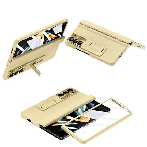 Handyhülle Hülle Hartschalen Kunststoff Schutzhülle Tasche Matt Vorder und Rückseite 360 Grad Ganzkörper QH5 für Samsung Galaxy Z Fold5 5G Gold