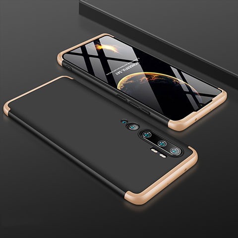 Handyhülle Hülle Hartschalen Kunststoff Schutzhülle Tasche Matt Vorder und Rückseite 360 Grad Ganzkörper R01 für Xiaomi Mi Note 10 Pro Gold und Schwarz