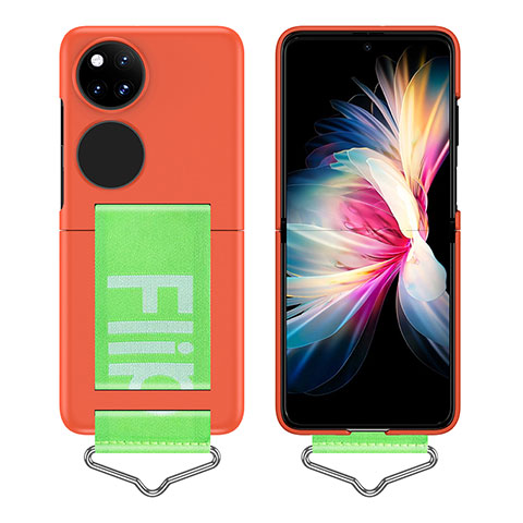 Handyhülle Hülle Hartschalen Kunststoff Schutzhülle Tasche Matt Vorder und Rückseite 360 Grad Ganzkörper Z01L für Huawei Pocket S Orange