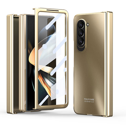 Handyhülle Hülle Hartschalen Kunststoff Schutzhülle Tasche Matt Vorder und Rückseite 360 Grad Ganzkörper Z01L für Samsung Galaxy Z Fold5 5G Gold