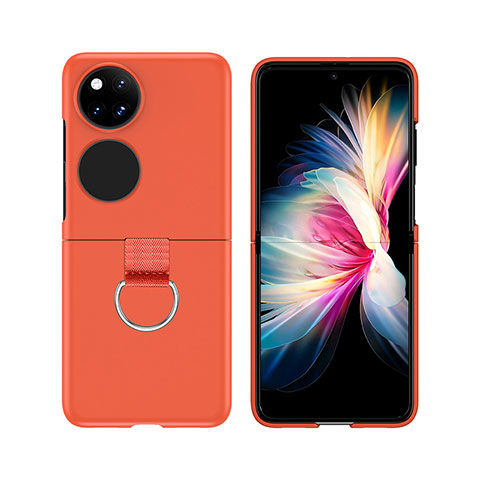 Handyhülle Hülle Hartschalen Kunststoff Schutzhülle Tasche Matt Vorder und Rückseite 360 Grad Ganzkörper Z02L für Huawei P60 Pocket Orange