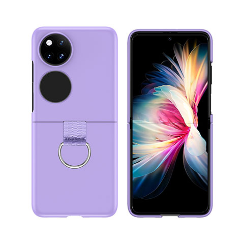 Handyhülle Hülle Hartschalen Kunststoff Schutzhülle Tasche Matt Vorder und Rückseite 360 Grad Ganzkörper Z02L für Huawei P60 Pocket Violett