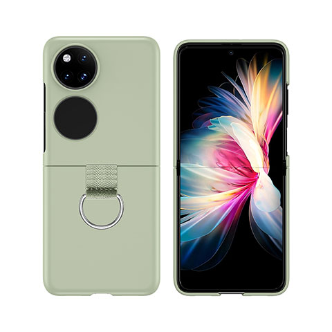 Handyhülle Hülle Hartschalen Kunststoff Schutzhülle Tasche Matt Vorder und Rückseite 360 Grad Ganzkörper Z02L für Huawei Pocket S Grün