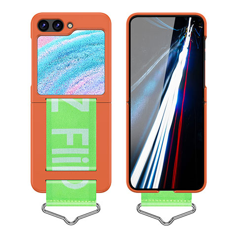 Handyhülle Hülle Hartschalen Kunststoff Schutzhülle Tasche Matt Vorder und Rückseite 360 Grad Ganzkörper Z02L für Samsung Galaxy Z Flip5 5G Orange