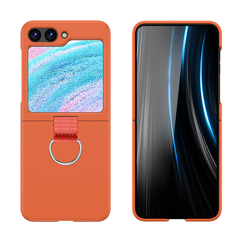 Handyhülle Hülle Hartschalen Kunststoff Schutzhülle Tasche Matt Vorder und Rückseite 360 Grad Ganzkörper Z03L für Samsung Galaxy Z Flip5 5G Orange