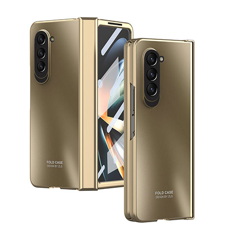 Handyhülle Hülle Hartschalen Kunststoff Schutzhülle Tasche Matt Vorder und Rückseite 360 Grad Ganzkörper Z04L für Samsung Galaxy Z Fold5 5G Gold