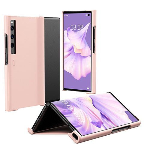 Handyhülle Hülle Hartschalen Kunststoff Schutzhülle Tasche Matt Vorder und Rückseite 360 Grad Ganzkörper ZL1 für Huawei Mate Xs 2 Rosegold