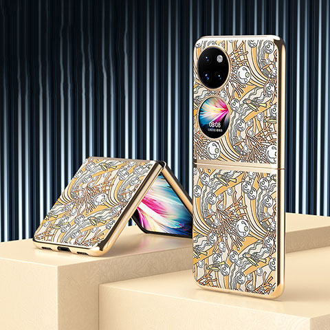 Handyhülle Hülle Hartschalen Kunststoff Schutzhülle Tasche Matt Vorder und Rückseite 360 Grad Ganzkörper ZL1 für Huawei P60 Pocket Gold