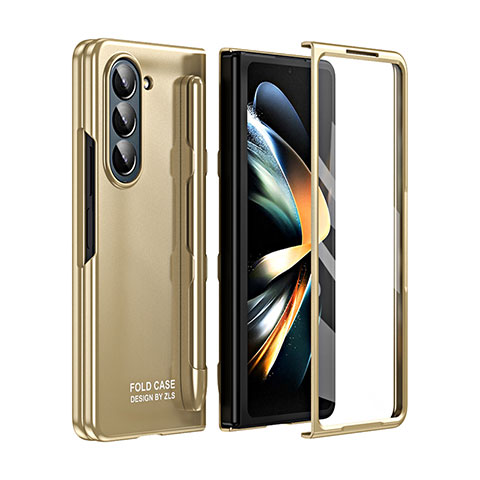 Handyhülle Hülle Hartschalen Kunststoff Schutzhülle Tasche Matt Vorder und Rückseite 360 Grad Ganzkörper ZL1 für Samsung Galaxy Z Fold5 5G Gold