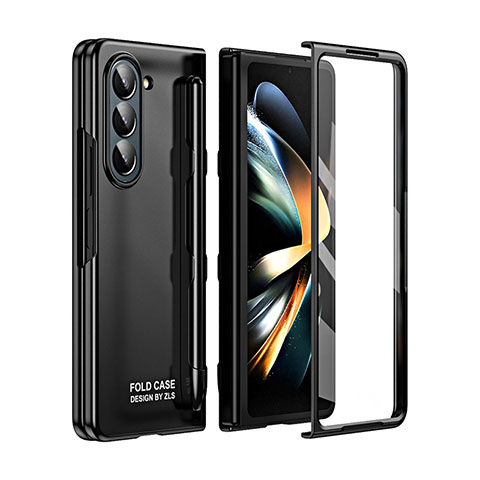 Handyhülle Hülle Hartschalen Kunststoff Schutzhülle Tasche Matt Vorder und Rückseite 360 Grad Ganzkörper ZL1 für Samsung Galaxy Z Fold5 5G Schwarz