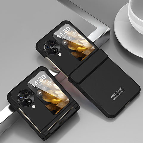 Handyhülle Hülle Hartschalen Kunststoff Schutzhülle Tasche Matt Vorder und Rückseite 360 Grad Ganzkörper ZL11 für Oppo Find N3 Flip 5G Schwarz