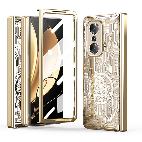 Handyhülle Hülle Hartschalen Kunststoff Schutzhülle Tasche Matt Vorder und Rückseite 360 Grad Ganzkörper ZL2 für Huawei Honor Magic V 5G Gold