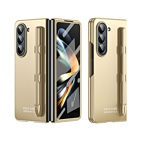 Handyhülle Hülle Hartschalen Kunststoff Schutzhülle Tasche Matt Vorder und Rückseite 360 Grad Ganzkörper ZL2 für Samsung Galaxy Z Fold5 5G Gold