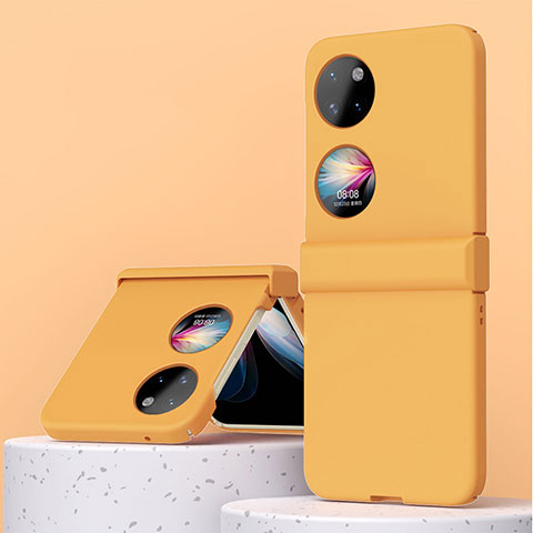 Handyhülle Hülle Hartschalen Kunststoff Schutzhülle Tasche Matt Vorder und Rückseite 360 Grad Ganzkörper ZL3 für Huawei P50 Pocket Orange