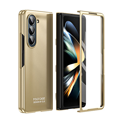 Handyhülle Hülle Hartschalen Kunststoff Schutzhülle Tasche Matt Vorder und Rückseite 360 Grad Ganzkörper ZL4 für Samsung Galaxy Z Fold5 5G Gold