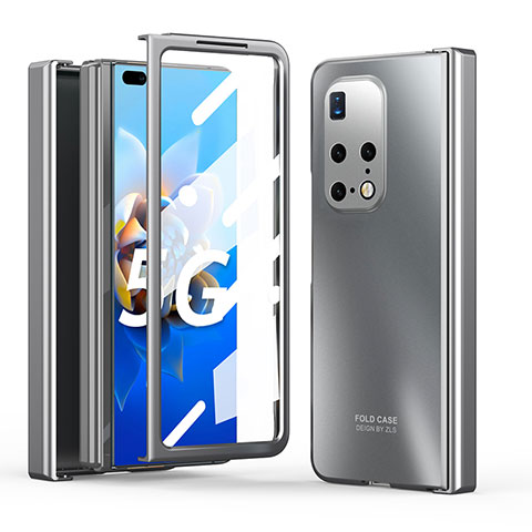 Handyhülle Hülle Hartschalen Kunststoff Schutzhülle Tasche Matt Vorder und Rückseite 360 Grad Ganzkörper ZL5 für Huawei Mate X2 Silber