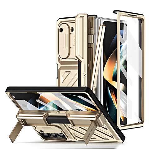 Handyhülle Hülle Hartschalen Kunststoff Schutzhülle Tasche Matt Vorder und Rückseite 360 Grad Ganzkörper ZL5 für Samsung Galaxy Z Fold5 5G Gold