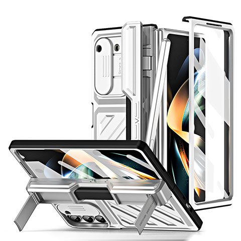 Handyhülle Hülle Hartschalen Kunststoff Schutzhülle Tasche Matt Vorder und Rückseite 360 Grad Ganzkörper ZL5 für Samsung Galaxy Z Fold5 5G Silber